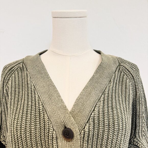DR2 by Daniel Rainn Button Up Ribbed Knit Cardigan Sweater Top Boho Green Small - Picture 4 of 8